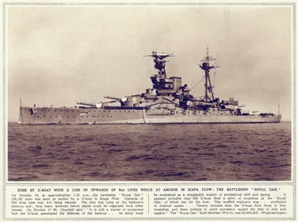 The battleship, Royal Oak, from The Illustrated War News, published 1st November 1939